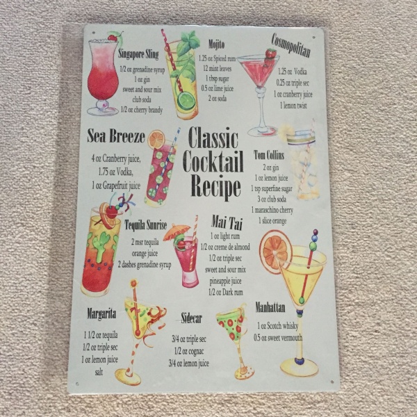 Classic cocktails Metal sign